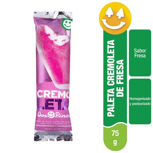 Helado Dos Pinos Paleta Cremoleta Sabor Fresa - 75g