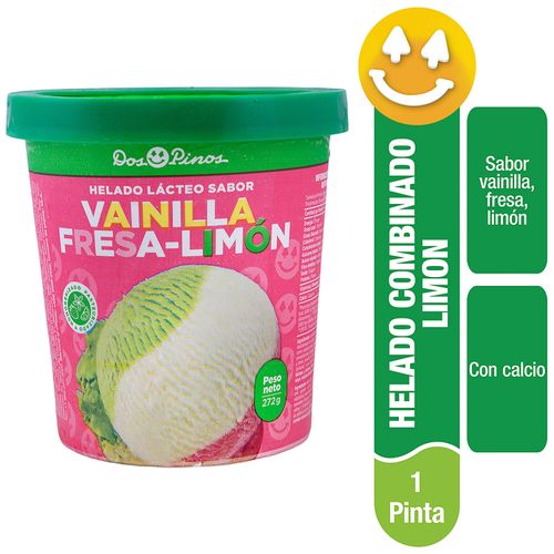 Helado Dos Pinos Combinado Sabor Vainilla- Fresa- Limón - 272g