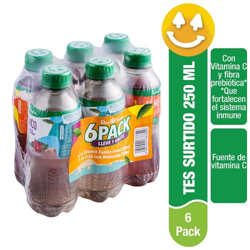 Te Frío Dos Pinos Blanco, Fusión Frutal Y Melocotón Fuente De Vitamina C 6 Pack - 250ml