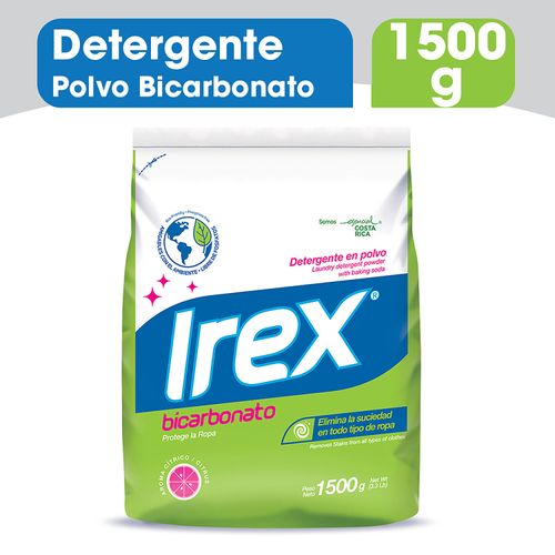 Detergente En Polvo Irex Bicarbonato, Elimina La Suciedad En Todo Tipo Ropa - 1500g