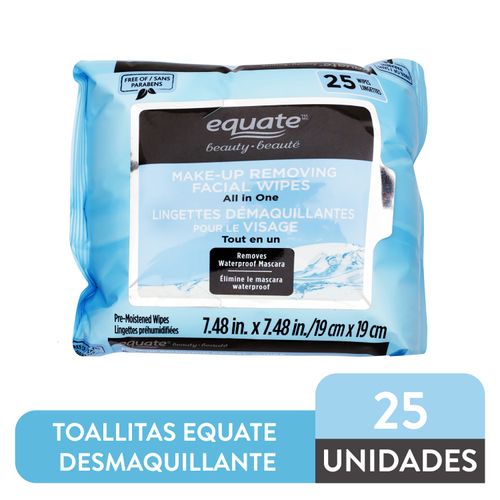 Toallitas Equate desmaquillantes  todo en uno - 25 Uds