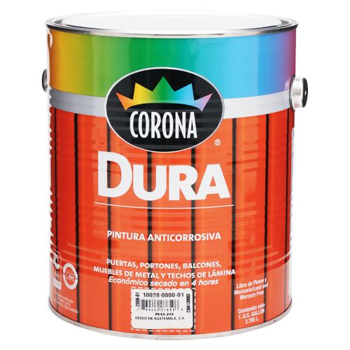 Pintura dura anticorrosiva  Corona color rojo - 3.785 L