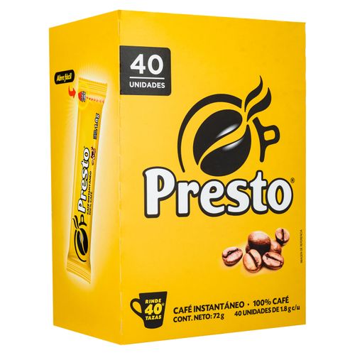 Café Presto Instantáneo Stick -72 g