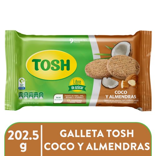 Galleta Pozuelo tosh coco y almendra 9 pack - 202.5 g