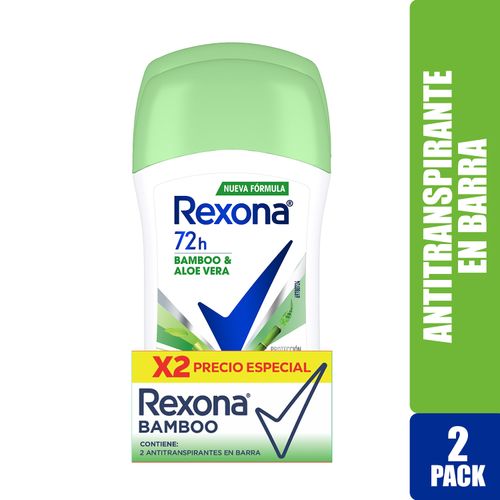 Desodorante Rexona Dama Bamboo Y Aloe Vera Barra 2 Pack - 45g