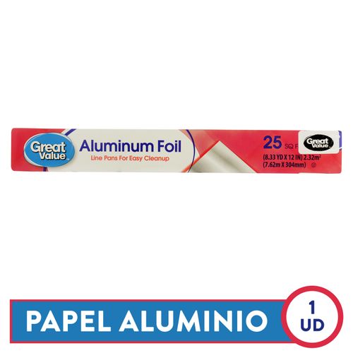 Papel Aluminio Great Value 25 Pies - 1 Unidad