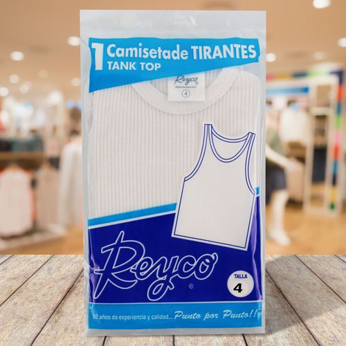 Camiseta Rib Reyco Para Niño De Tirantes, Color Blanco - Talla 4