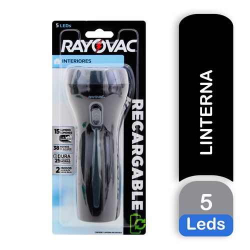 Linterna Rayovac de Mano Recargable 38 mts de alcance  5 Led - Unidad