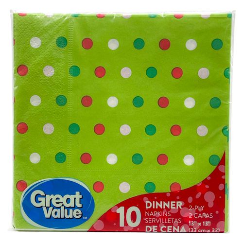Servilleta Great Value Decoradas Navidad - 10Uds