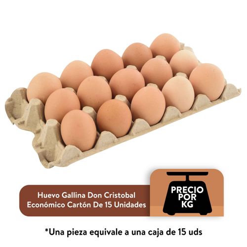 Huevo Gallina Don Cristobal Económico Cartón De 15 Unidades, Precio Indicado Por Kilo