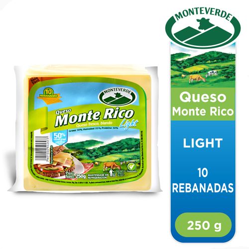 Queso Monterico Ligrht Monteverde Rebanado - 250Gr