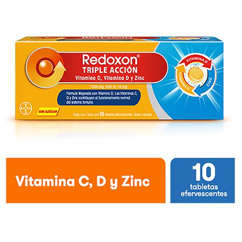 Vitaminas Redoxon triple acción caja 10 tabletas efervescentes - Precio indicado por caja