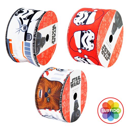 Listón Star Wars Decorativo Navidad 6.35cm x 5 mts