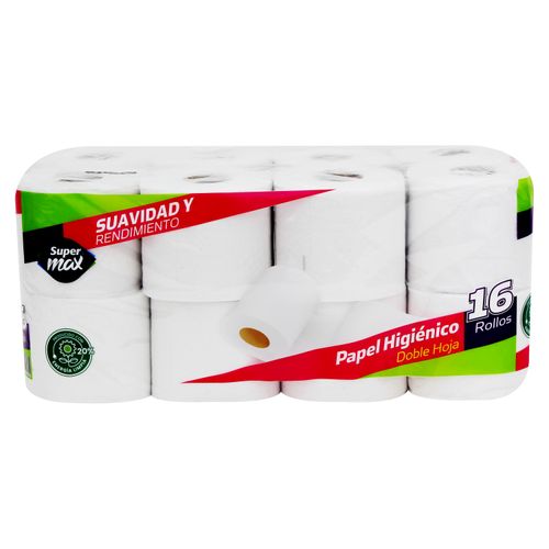 Papel Higiénico Supermax 330 Hojas Dobles 16 Rollos