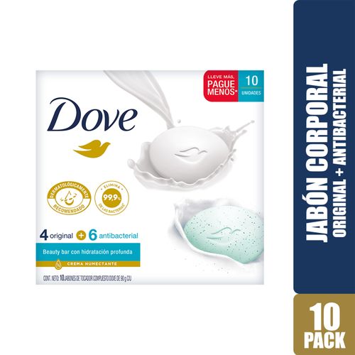 Jabón Dove 6 Antibacterial + 4 Original 10 Pack - 900g