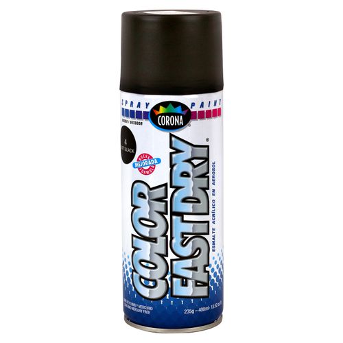 Pintura Anticorrosivo de Acrílico Corona Fast Dry Color Mate Negro para Interior y Exterior -13.5 onzas