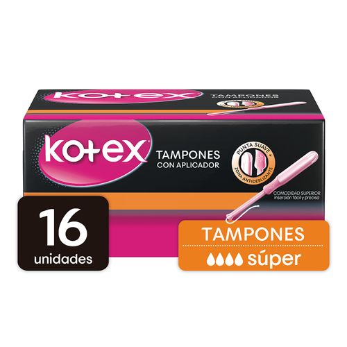 Tampones Kotex Super Con Aplicador - 16 unidades