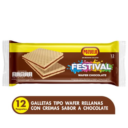 Galleta Pozuelo Festival Wafer Chocolate 12 Pack - 300g