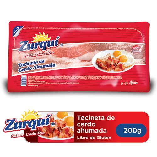 Tocineta De Cerdo Ahumada Zurquí, Libre De Glúten - 200g