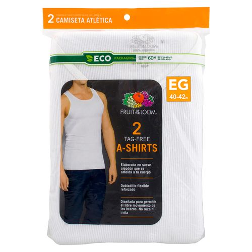 Playera Fruit Of The Loom Tirantes Color Blanco 2 Pack Talla Xl