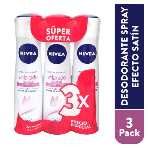 3 Pack Desodorante Spray Nivea Aclarado -450ml