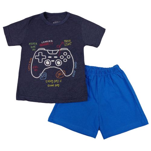 Conjunto Exterior Corto Simply Basic Para Bebito, Color Azul - Talla 1-3 Meses