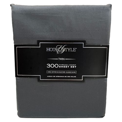 Juego de sábanas Twin, Hotel Style, de satén color gris