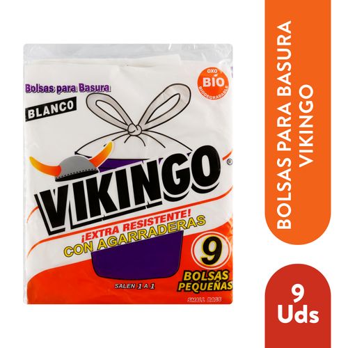 Bolsa Vikingo Para Basura Blanco Pequeña Con Agarradera 9 unidades