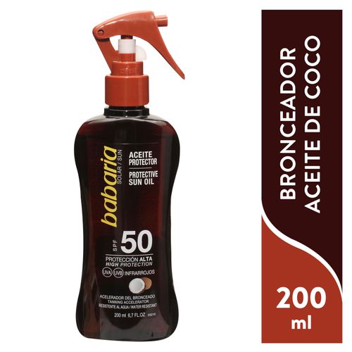 Protector solar Babaria spray aceite coco 50 fps - 200 g