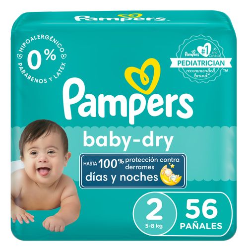 Pañales Pampers Baby-Dry, Talla 2 -56 Uds