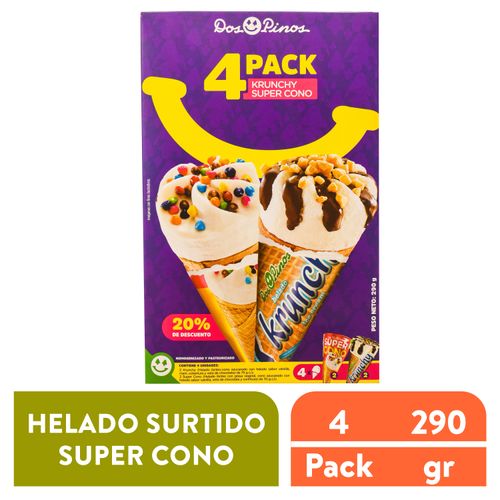 Helado Dos Pinos krunchy super cono 4 pack - 290 g