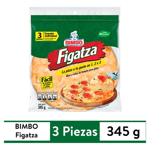 Pan Bimbo figatza base para pizza 3 pzas - 345 g