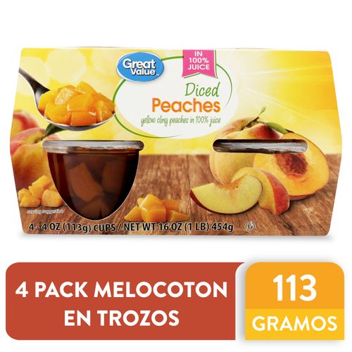 Melocotón Great Value, en Trozos 4 Pack - 454g