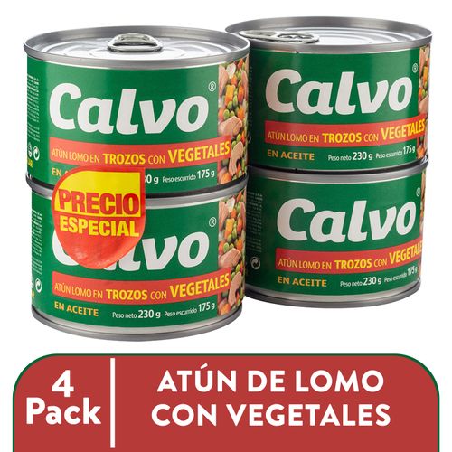 4 Pack Atún Calvo Vegetales Trozos -230gr