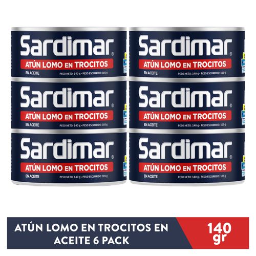 Atún Lomo en trozos con aceite Sardimar, paquete de 6 - 140 g