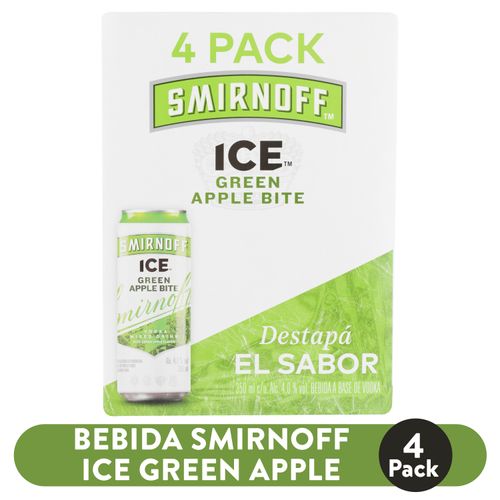 4 Pack Bebida Alcohólica  Saborizada Smirnoff Ice Green Apple lata 350ml
