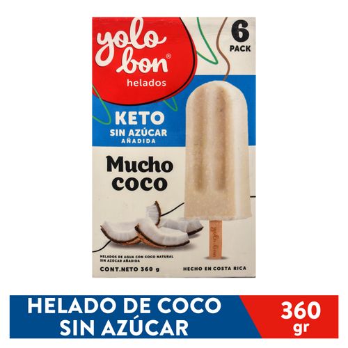Helados Yolobon keto mucho Coco sin azúcar añadido 6 Pack - 360 g