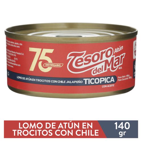 Atún Tesoro del Mar trocitos en aceite tico pica - 140 g