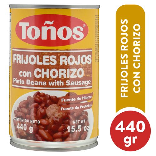 Frijol Toños preparados con chorizo enlatados - 440 g