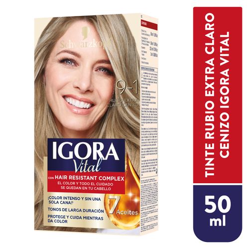Tinte para cabello Schwarzkopf igora 9 1 rubio extra claro cenizo - 145 ml