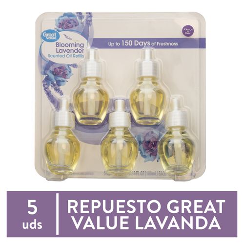 5 Pack Aromatizante Great Value Respuesto Lavender -100ml