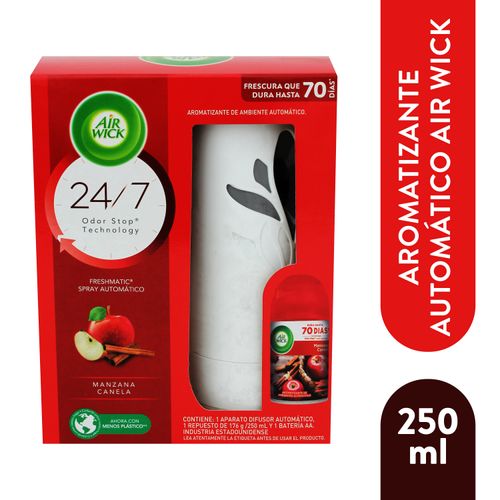 Aromatizante Ambiental Air Wick Freshmatic Manzana Canela Aparato + Repuesto - 250ml