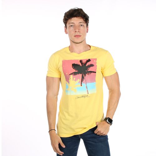 T-Shirt Ocean Pacific Para Caballero Color Amarillo, Cuello Redondo - Talla S-XL