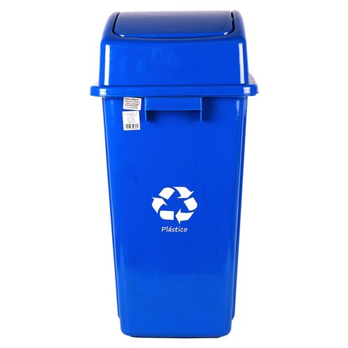 Basurero Con Tapa 42Lts Plastico Azul