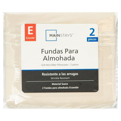 Set Fundas Mainstays Bordado Beige 2 unidades