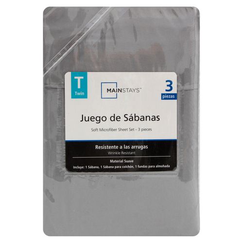 Set De Sabanas Mainstays Individual Gris