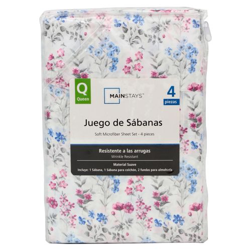 Set de sábanas Mainstays estampado floral queen - 4 pzas