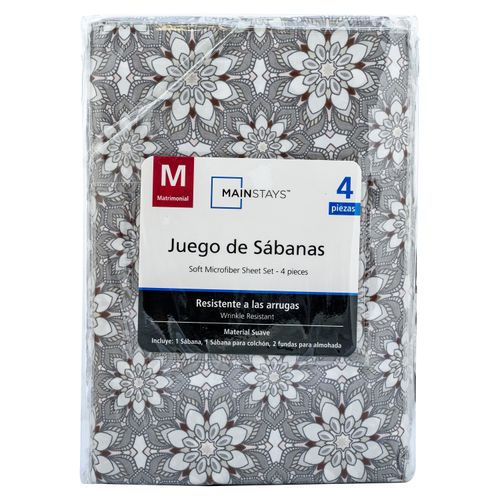 Set de sábanas Mainstays queen flores colores  - 4 pzas