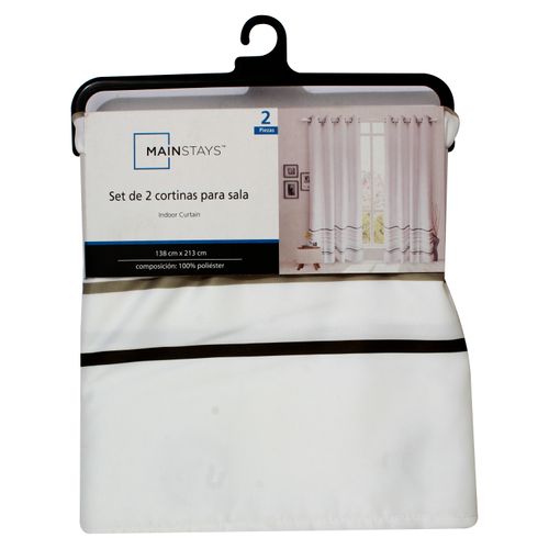 Set De 2 Cortinas Blanca Con Líneas Mainstays