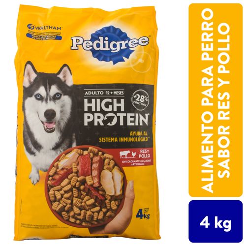 Alimento para perro adulto Pedigree alto en proteína sabor res y pollo - 4 kg